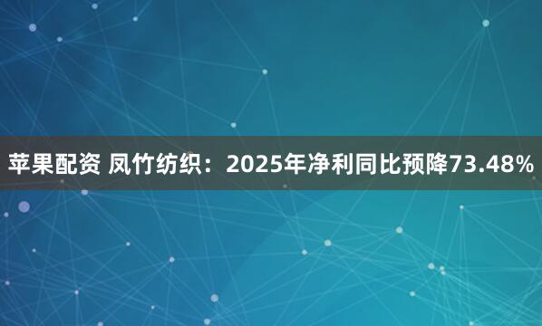 苹果配资 凤竹纺织：2025年净利同比预降73.48%